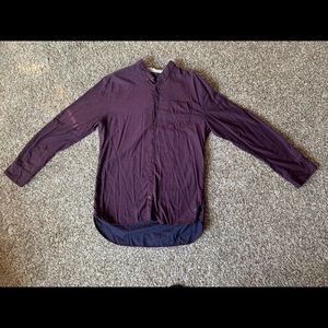Long Sleeve Burgundy Button Down